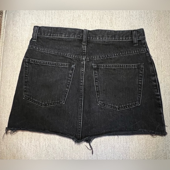 TNA / Aritzia Distressed Black Denim Mini Skirt | size 8 - Picture 2 of 3